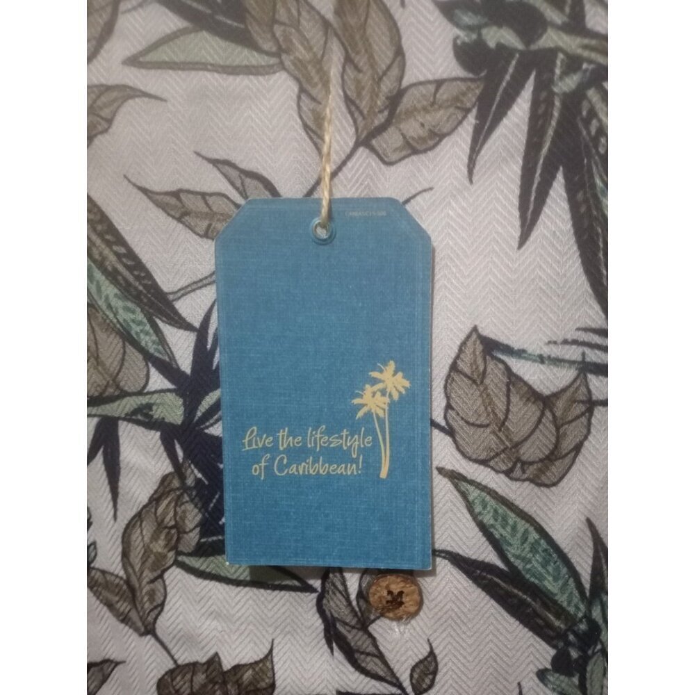 New Caribbean Roundtree & Yorke Silk Blend Gray Tropical Floral Camp Shirt XL - Picture 3 of 16